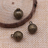 WYSIWYG 4pcs 11mm 3 Colors Antique Gold Color Antique Silver Color Antique Bronze Basketball Charms 3D Basketball Ball Pendant