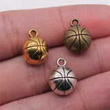 WYSIWYG 4pcs 11mm 3 Colors Antique Gold Color Antique Silver Color Antique Bronze Basketball Charms 3D Basketball Ball Pendant
