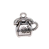 WYSIWYG 4pcs 13x13x8mm Vintage 3D Phone Charm Charms For Jewelry Making Retro Telephone Charms Charm Retro Phone