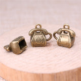 WYSIWYG 4pcs 13x13x8mm Vintage 3D Phone Charm Charms For Jewelry Making Retro Telephone Charms Charm Retro Phone