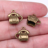 WYSIWYG 4pcs 13x13x8mm Vintage 3D Phone Charm Charms For Jewelry Making Retro Telephone Charms Charm Retro Phone