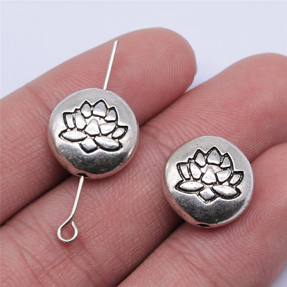 WYSIWYG 4pcs 14x14mm Antique Silver Color Small Hole Lotus Spacer Beads For Jewelry Making DIY Jewelry Findings EF3938