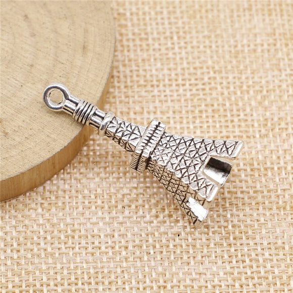 WYSIWYG 4pcs 15x42mm 3D Tower Charms Antique Silver Color For Jewelry Making Zinc Alloy Charms Pendant DIY Jewelry Findings