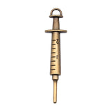 WYSIWYG 4pcs 15x62mm Syringe Charms Pendants For Jewelry Making 2 Colors Antique Silver Plated Antique Bronze Plated