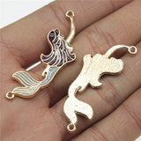 WYSIWYG 4pcs 16x45mm Mermaid Connector Charms KC Gold Color For DIY Jewelry Making Zinc Alloy Charms Pendant Jewelry Findings