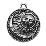 WYSIWYG 4pcs 19x23mm Antique Silver Color Sun Moon Disc Charms For Jewelry Making