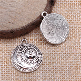 WYSIWYG 4pcs 19x23mm Antique Silver Color Sun Moon Disc Charms For Jewelry Making