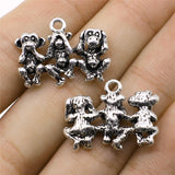 WYSIWYG 4pcs 19x25mm Charms Three Wise Monkeys Antique Silver Color Alloy DIY Jewelry Making Accessories