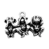 WYSIWYG 4pcs 19x25mm Charms Three Wise Monkeys Antique Silver Color Alloy DIY Jewelry Making Accessories