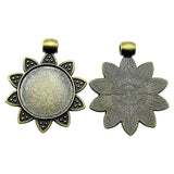 WYSIWYG 4pcs 20mm Inner Size 2 Colors Fashion Round Flower Style Zinc Alloy Cameo Cabochon Base Setting Charms Pendant DIY