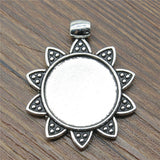 WYSIWYG 4pcs 20mm Inner Size 2 Colors Fashion Round Flower Style Zinc Alloy Cameo Cabochon Base Setting Charms Pendant DIY
