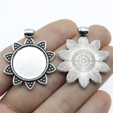 WYSIWYG 4pcs 20mm Inner Size 2 Colors Fashion Round Flower Style Zinc Alloy Cameo Cabochon Base Setting Charms Pendant DIY