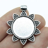 WYSIWYG 4pcs 20mm Inner Size 2 Colors Fashion Round Flower Style Zinc Alloy Cameo Cabochon Base Setting Charms Pendant DIY