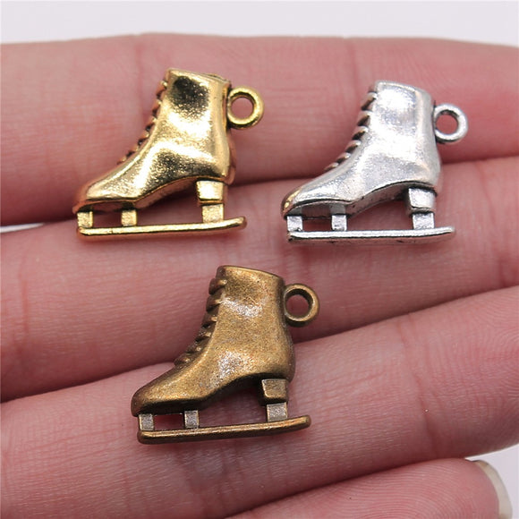 WYSIWYG 4pcs 21x18x6mm 3 Colors Antique Gold Color Antique Silver Color Antique Bronze 3D Skates Charms