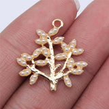 WYSIWYG 4pcs 22x23mm Tree Charms Electrophoresis KC Gold Color Plated For Jewelry Making Zinc Alloy DIY Charms Jewelry Findings