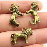 WYSIWYG 4pcs 23x15mm Pendant Lion Animal 3D Lion Charm Pendants For Jewelry Making Antique Silver Color Lion Pendants