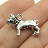 WYSIWYG 4pcs 23x15mm Pendant Lion Animal 3D Lion Charm Pendants For Jewelry Making Antique Silver Color Lion Pendants