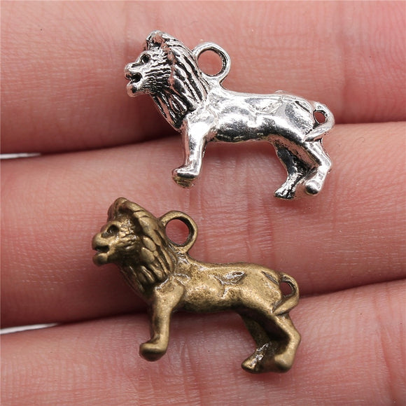 WYSIWYG 4pcs 23x15mm Pendant Lion Animal 3D Lion Charm Pendants For Jewelry Making Antique Silver Color Lion Pendants