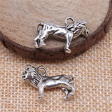 WYSIWYG 4pcs 23x15mm Pendant Lion Animal 3D Lion Charm Pendants For Jewelry Making Antique Silver Color Lion Pendants