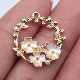 WYSIWYG 4pcs 23x23mm KC Gold Color Wreath Charms Pendant For Jewelry Making Earring Making Accessories