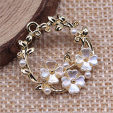 WYSIWYG 4pcs 23x23mm KC Gold Color Wreath Charms Pendant For Jewelry Making Earring Making Accessories