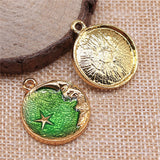 WYSIWYG 4pcs 23x27mm Charms Crescent Moon Stars DIY Jewelry Findings KC Gold Color Enamel Moon Stars Charms