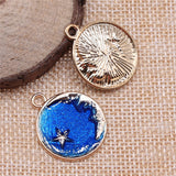 WYSIWYG 4pcs 23x27mm Charms Crescent Moon Stars DIY Jewelry Findings KC Gold Color Enamel Moon Stars Charms