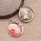 WYSIWYG 4pcs 23x27mm Charms Crescent Moon Stars DIY Jewelry Findings KC Gold Color Enamel Moon Stars Charms