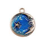 WYSIWYG 4pcs 23x27mm Charms Crescent Moon Stars DIY Jewelry Findings KC Gold Color Enamel Moon Stars Charms