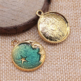 WYSIWYG 4pcs 23x27mm Charms Crescent Moon Stars DIY Jewelry Findings KC Gold Color Enamel Moon Stars Charms