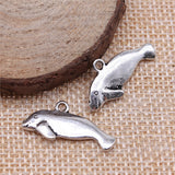WYSIWYG 4pcs 24x11mm Manatee Charm Pendants For Jewelry Making Antique Silver Color Seal Pendants Charm Seal