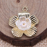 WYSIWYG 4pcs 24x22mm Flower Charms Electrophoresis KC Gold Color For Jewelry Making Zinc Alloy DIY Charms Jewelry Findings