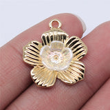 WYSIWYG 4pcs 24x22mm Flower Charms Electrophoresis KC Gold Color For Jewelry Making Zinc Alloy DIY Charms Jewelry Findings