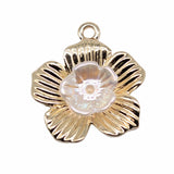 WYSIWYG 4pcs 24x22mm Flower Charms Electrophoresis KC Gold Color For Jewelry Making Zinc Alloy DIY Charms Jewelry Findings