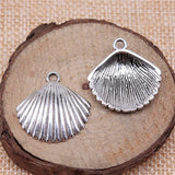WYSIWYG 4pcs 25x24mm 2 Colors Antique Silver Color Antique Bronze Plated Shell Pendant Charm Cowrie Shells Pendant Shell Charm