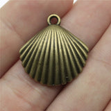 WYSIWYG 4pcs 25x24mm 2 Colors Antique Silver Color Antique Bronze Plated Shell Pendant Charm Cowrie Shells Pendant Shell Charm