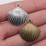 WYSIWYG 4pcs 25x24mm 2 Colors Antique Silver Color Antique Bronze Plated Shell Pendant Charm Cowrie Shells Pendant Shell Charm