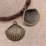WYSIWYG 4pcs 25x24mm 2 Colors Antique Silver Color Antique Bronze Plated Shell Pendant Charm Cowrie Shells Pendant Shell Charm