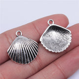 WYSIWYG 4pcs 25x24mm 2 Colors Antique Silver Color Antique Bronze Plated Shell Pendant Charm Cowrie Shells Pendant Shell Charm