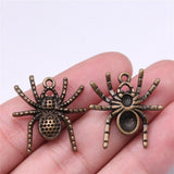 WYSIWYG 4pcs 25x25mm Antique Silver Color Spider Charms Pendant For Jewelry Making