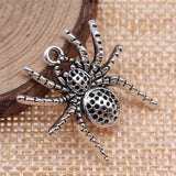 WYSIWYG 4pcs 25x25mm Antique Silver Color Spider Charms Pendant For Jewelry Making