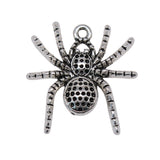 WYSIWYG 4pcs 25x25mm Antique Silver Color Spider Charms Pendant For Jewelry Making