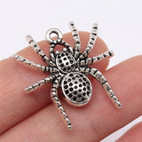 WYSIWYG 4pcs 25x25mm Antique Silver Color Spider Charms Pendant For Jewelry Making