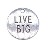 WYSIWYG 4pcs 25x25mm Live Big Round Plate Charms Antique Silver Color Pendant Charms Jewelry Findings For Jewelry Making
