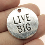 WYSIWYG 4pcs 25x25mm Live Big Round Plate Charms Antique Silver Color Pendant Charms Jewelry Findings For Jewelry Making
