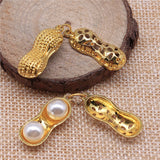 WYSIWYG 4pcs 27x10mm Peanut Charms Gold Color For DIY Jewelry Making Zinc Alloy Charms Pendant Jewelry Findings