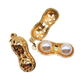 WYSIWYG 4pcs 27x10mm Peanut Charms Gold Color For DIY Jewelry Making Zinc Alloy Charms Pendant Jewelry Findings
