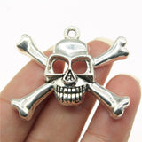 WYSIWYG 4pcs 27x38mm Skull Charms DIY Jewelry Findings Antique Silver Color Antique Bronze Color For Jewelry Making