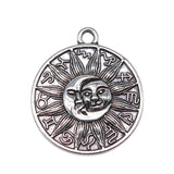 WYSIWYG 4pcs 28x25mm Round Shape Retro Zodiac Symbol Sun And Moon Totem Charm Pendant For Necklace Making