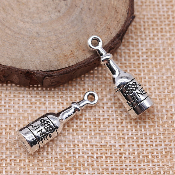 WYSIWYG 4pcs 28x8mm Pendant Wine Bottle 3D Grape Wine Bottle Charm For Jewelry Making 3D Wine Bottle Pendants